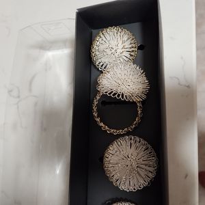 Godinger Silver Art Nickel  Finish  Aster Napkin Rings Set of 4